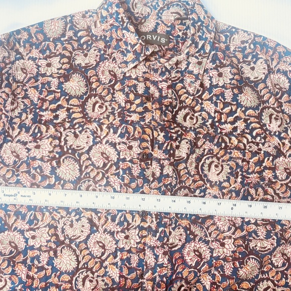 ORVIS MEN'S BUTTON DOWN SHORT SLEEVE SHIRT SIZE LG KALAMKARI - Picture 6 of 11